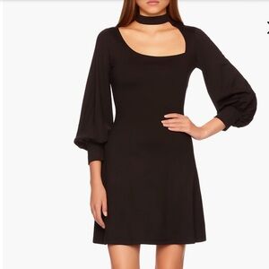 Susana Monaco Black Choker Neck Cutout Fit & Flare Minidress, Women’s Size XL